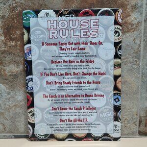 House Rules Beer Drinking Metal Tin Sign Wall Plaque